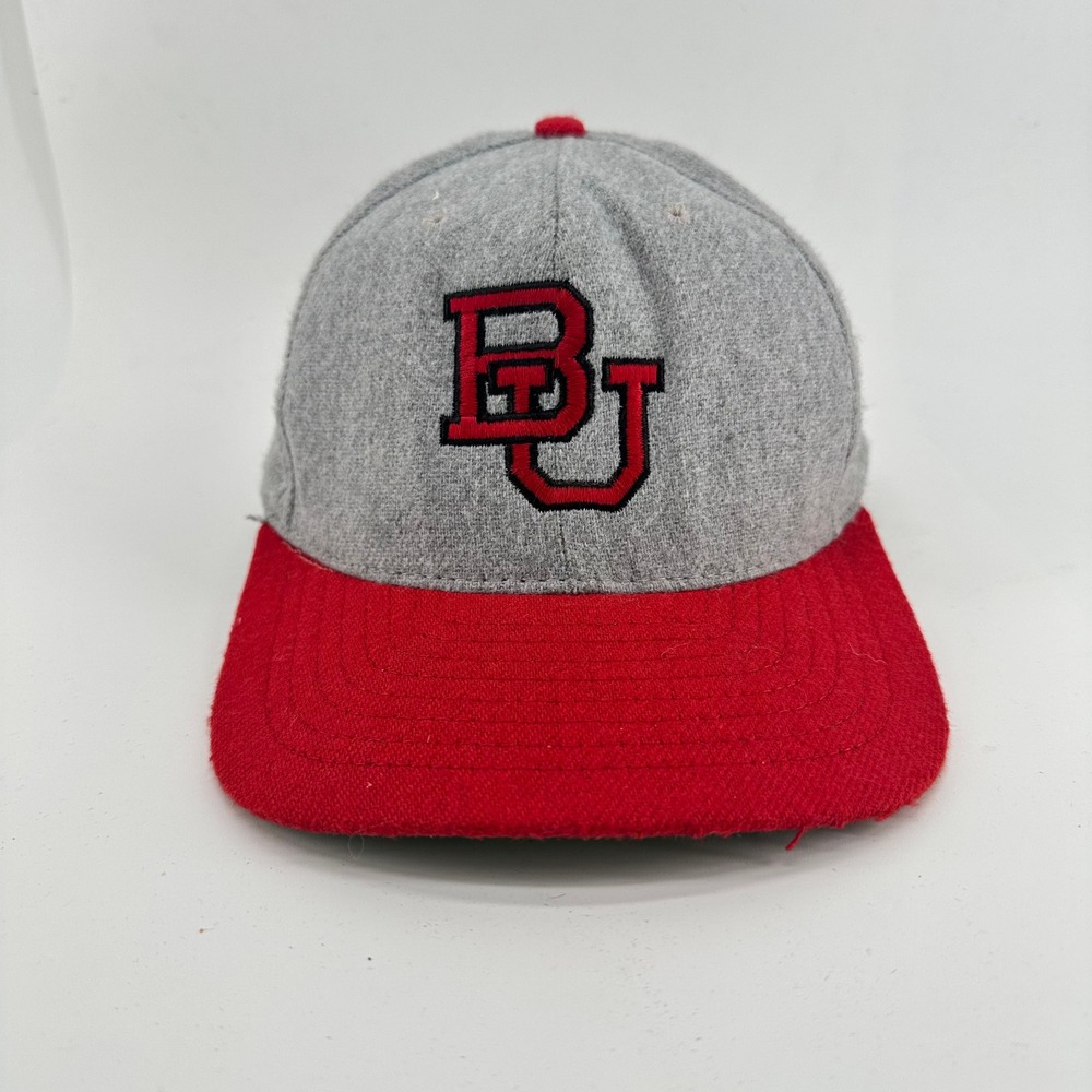 Vintage Boston University Snapback Hat Mens OS Grey Wool‎ Blend Cap Adjustable